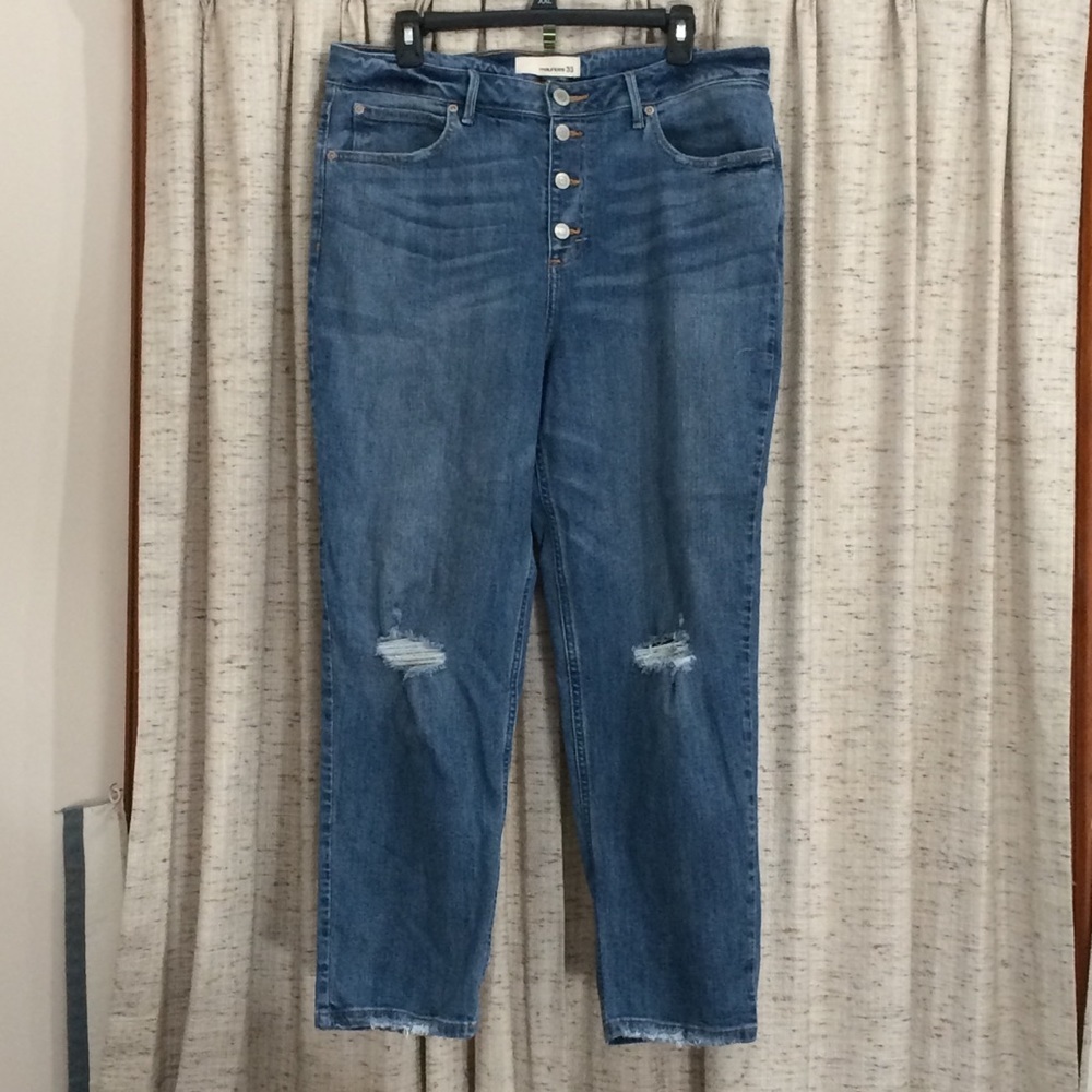 Maurices Button Fly Distressed Denim Jeans - 33 R